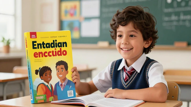 Estudiante feliz en escena educativa mexicana vibrante