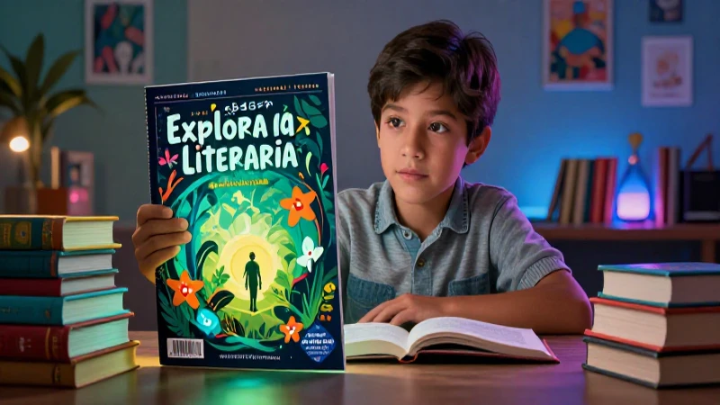 Explora la magia literaria con los mejores libros de texto 5 Estudiante mexicano estudia libros mágicos y coloridos