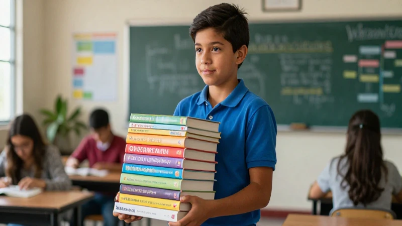 Estudiante mexicano motivado con libros