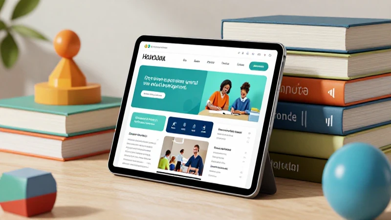 Tablet educativa moderna rodeada de libros y geometría