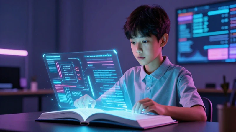 Estudiante enfocado en tecnología educativa avanzada