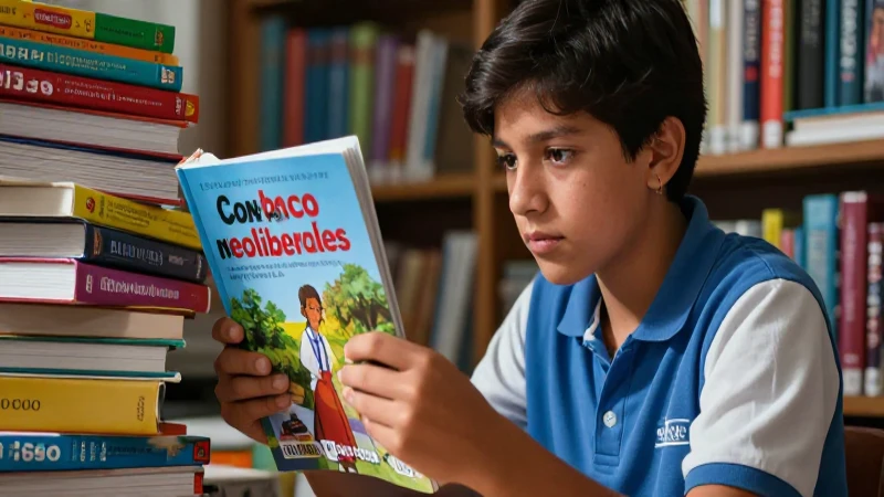 Estudiante critica libros de texto neoliberales