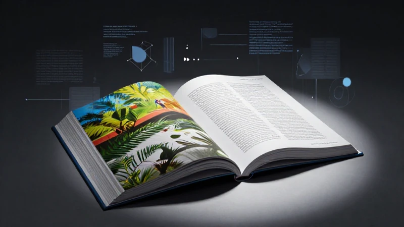 Libro moderno con datos y luz dramática