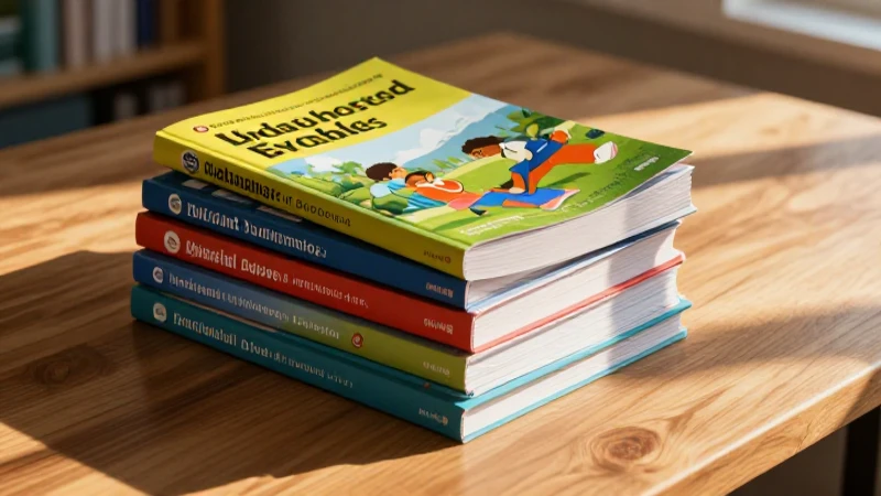 Libros escolares modernos en un escritorio iluminado