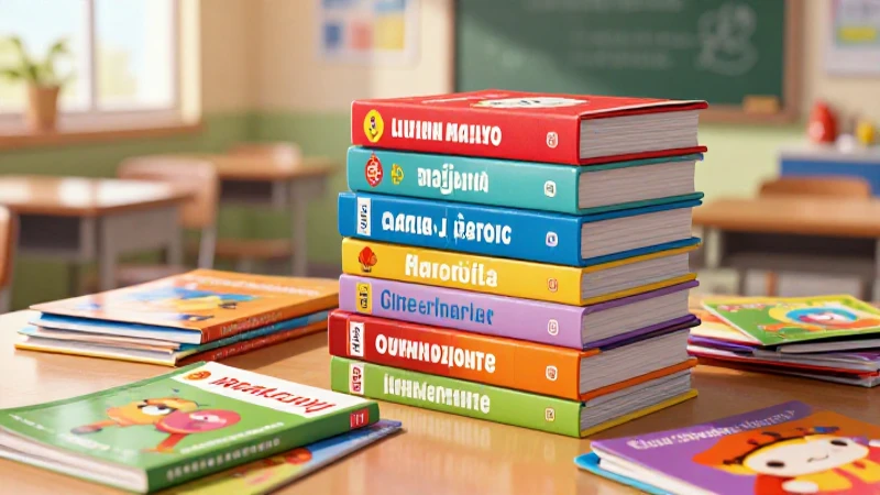 Estantería vibrante de libros y material educativo