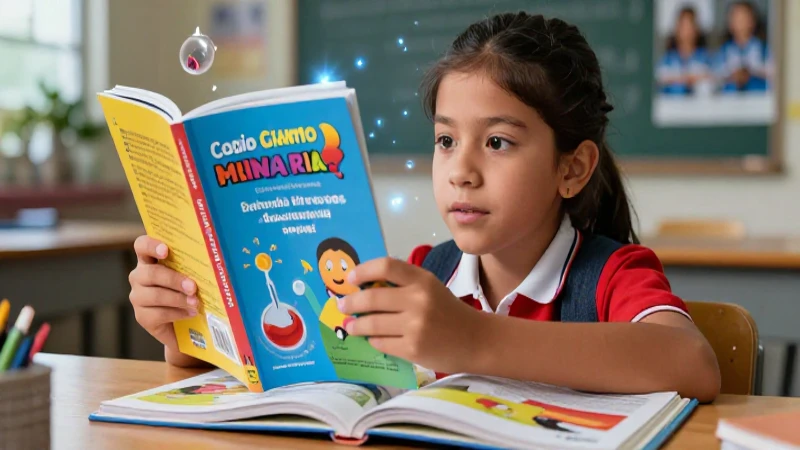 los mejores libros de texto para 5to grado en la nueva escuela 3 Curiosa estudiante mexicana explorando conceptos vibrantes
