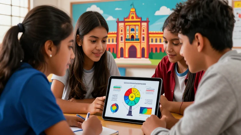 Aula mexicana vibrante, aprendizaje dinámico y moderno
