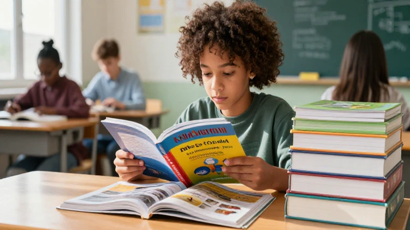 Estudiante estudia libros en aula moderna y brillante