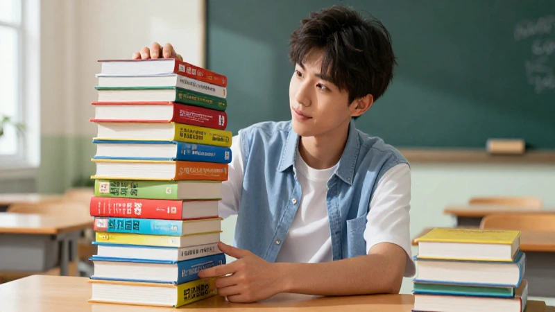 Libros de texto y estudio para el éxito académico 3 Estudiante confiante en aula moderna de estilo realista