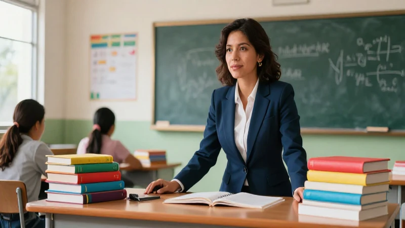 Profesor educativo en un aula mexicana vibrante