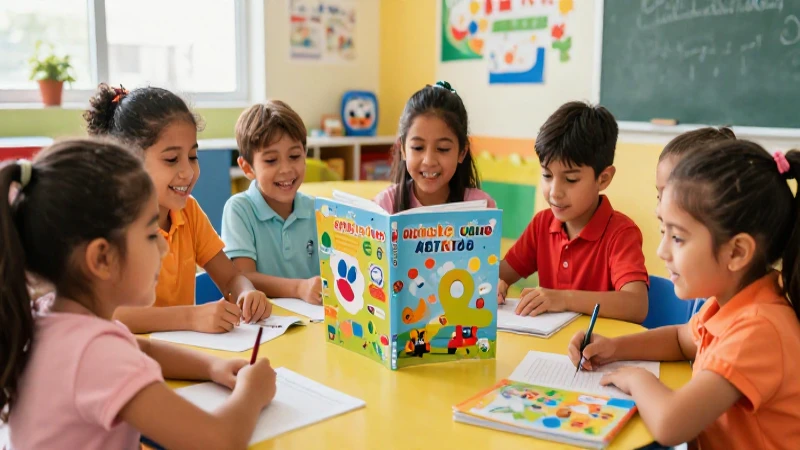 Mejores libros de texto para niños de kinder: Impulsa su educación 4 Niños mexicanos alegres con libros vibrantes en aula moderna