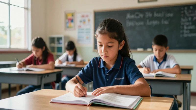 Estudiante mexicano en vibrante aula escolar