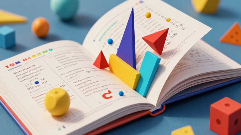 Libros de primaria con formas geométricas vibrantes