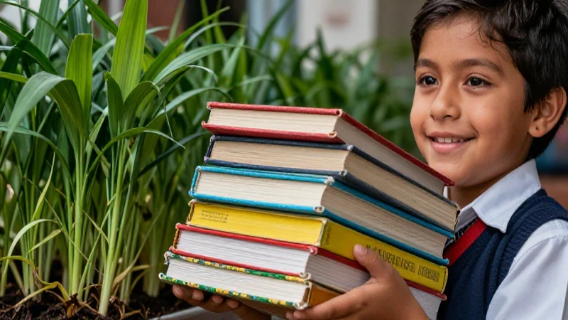 Recicla tus libros de texto y contribuye al cuidado del planeta 5 Estudiante feliz con libros y naturaleza