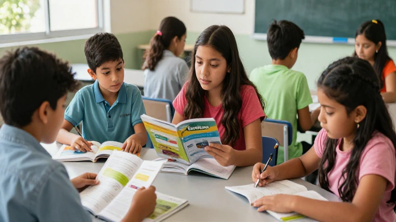 Estudiantes mexicanos interactúan con material educativo moderno