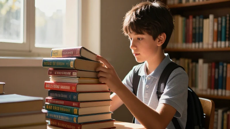Estudiante revisa libros usados en biblioteca