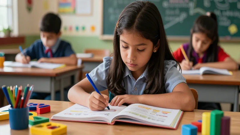 Estudiante mexicano estudia con concentración en un entorno dinámico