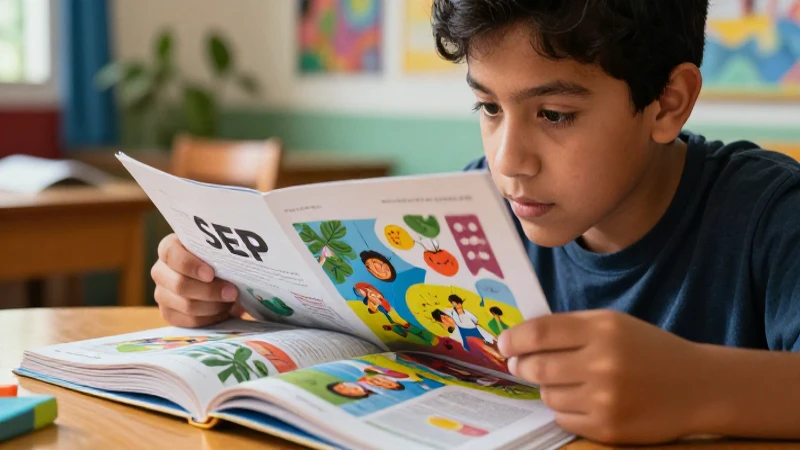 Encuentra los mejores libros SEP en gob.mx y mejora tu educación 4 Joven estudiante mexicano con libro moderno en un entorno vibrante