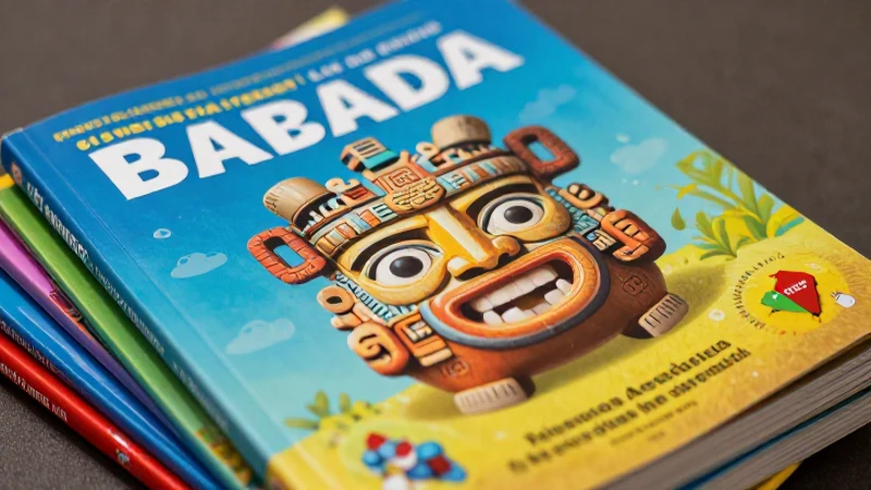 Libros coloridos junto a artefactos mesoamericanos