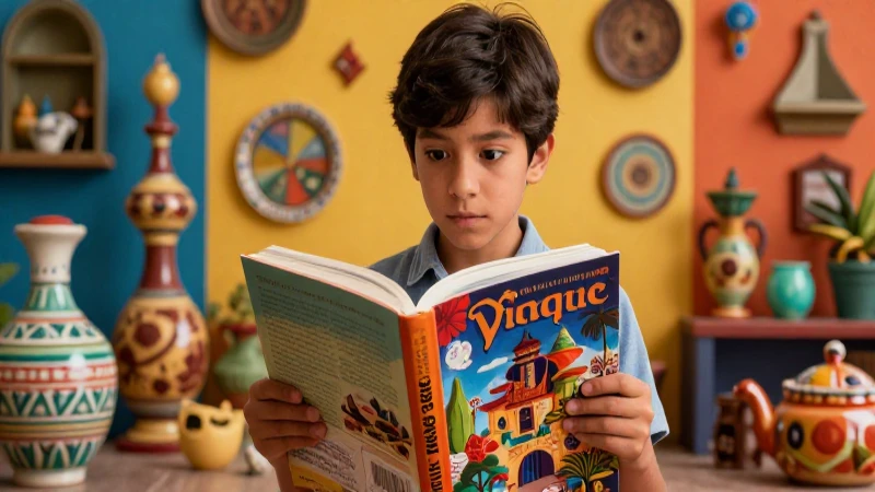 Estudiante curioso con libro de historia mexicano