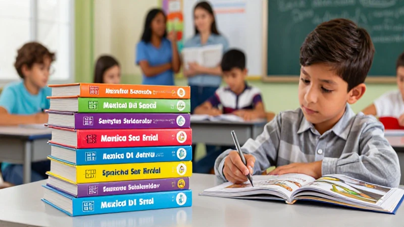 Libros mexicanos y estudiante en aula