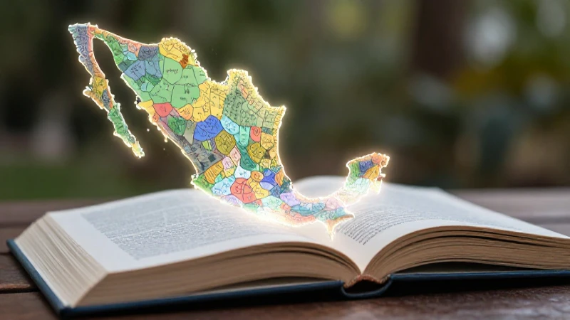 Diseño académico vibrante con mapa de México