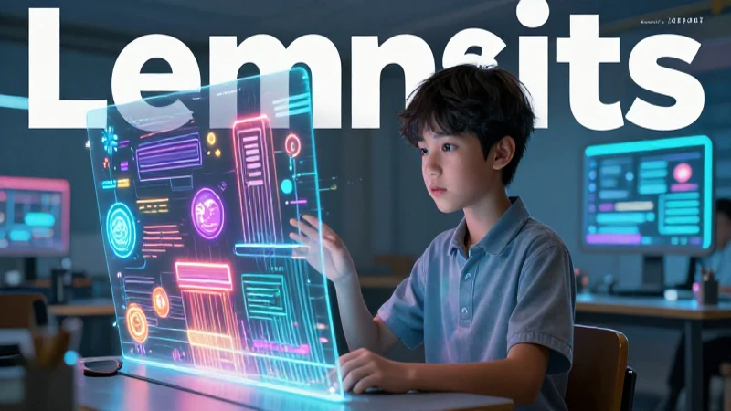 Ilustración educativa moderna con estudiante y conocimientos holográficos