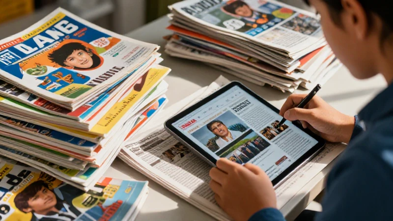 Joven mexicano estudiando con tablet y prensa