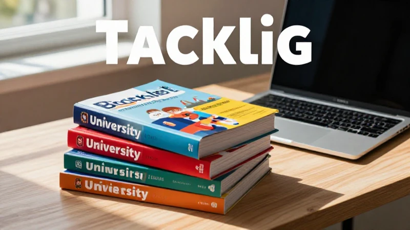 Diseño académico vibrante con libros y laptop