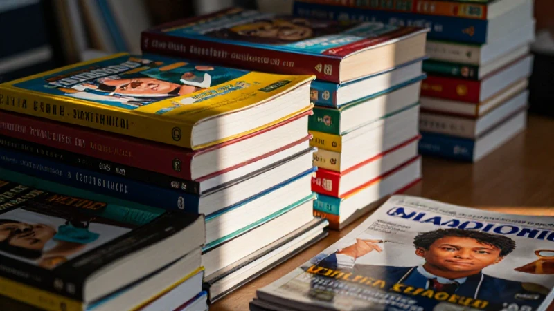 Libros de texto vibrantes en escritorio con estilo mexicano