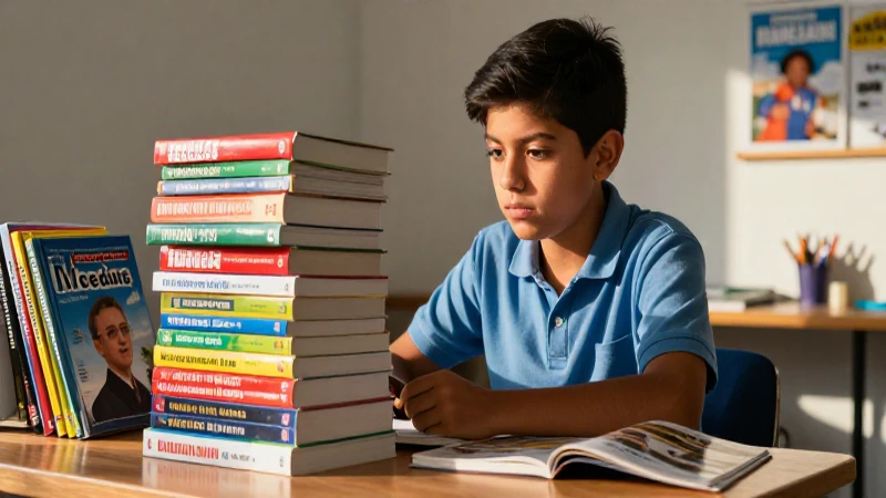 Encuentra los mejores libros de texto Xerais para tu educación 4 Estudiante mexicano concentrado con materiales educativos