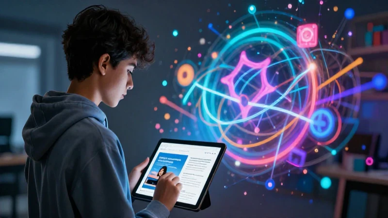 Estudiante moderno aprende con tablet digital