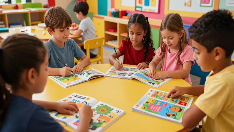 Niños felices aprendiendo en un entorno vibrante