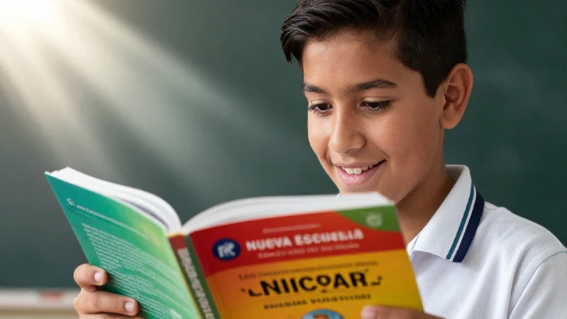 Estudiante mexicana feliz y confiada leyendo un libro