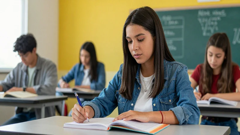 Estudiante mexicano en aula moderna y profesional