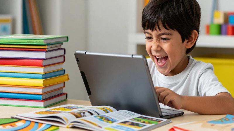 Descarga gratis los libros del rincón preescolar en formato PDF 5 Niños aprendiendo feliz con tablet y libros