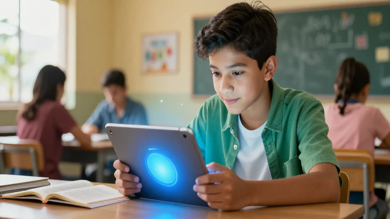 Estudiante mexicano aprende con tablet digital