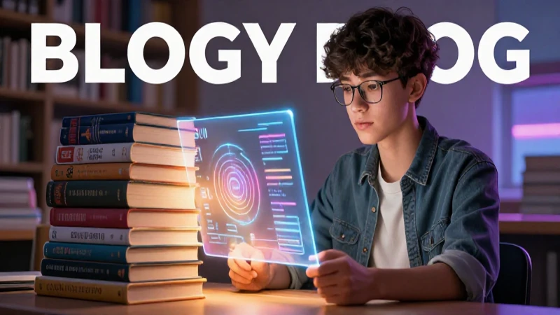 Conoce los mejores libros de educación para bachillerato: guías completas y recursos imprescindibles 4 Estudiante determinado con libros y tecnología holográfica