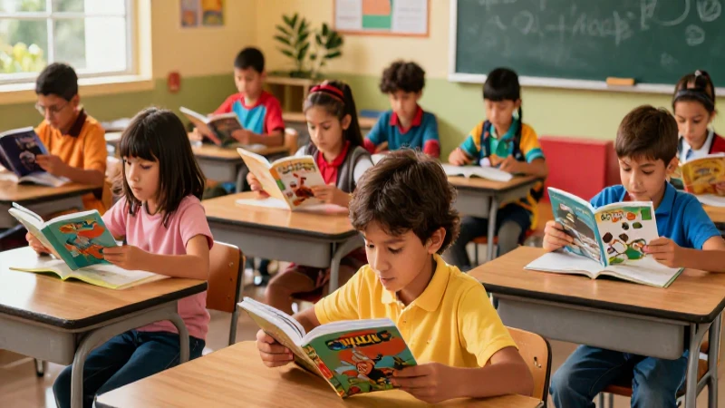Transforma el aprendizaje de tus hijos con los mejores libros de educación primaria 3 Niños leyendo en aula mexicana vibrante