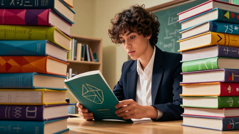 Encuentra los mejores libros escolares para tus estudios 3 Estudiante concentrado con libros matemáticos