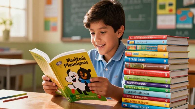 Estudiante entusiasta lee libros vibrantes