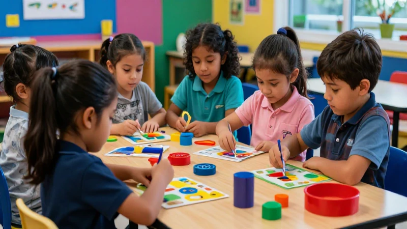 Niños mexicanos aprendiendo con recursos vibrantes y coloridos