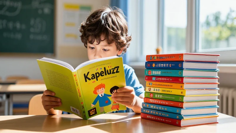 Niño leyendo un libro en clase moderna