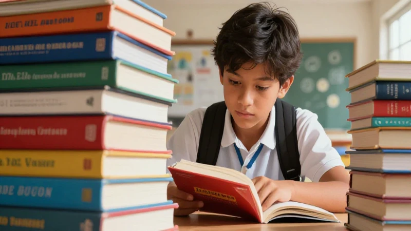 Estudiante mexicano, libros y éxito vibrante