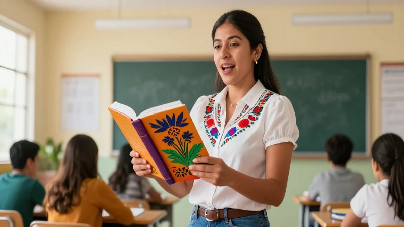 Descarga gratis libros para maestros: Nueva escuela mexicana en PDF 3 Maestra mexicana apasionada, ilustración educativa moderna