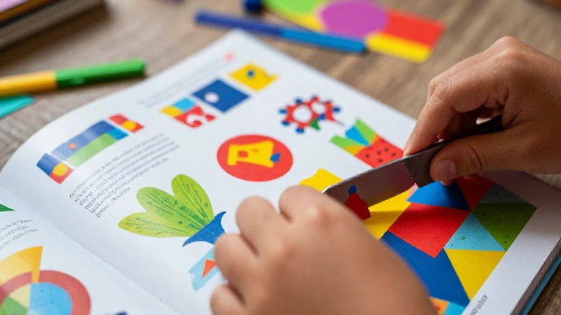 Descarga los mejores libros para recortar en preescolar en formato PDF 7 Manos cortan figuras vibrantes en un libro educativo