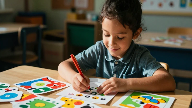Descarga los mejores libros para recortar en preescolar en formato PDF 5 Estudiante alegre con elementos didácticos vibrantes
