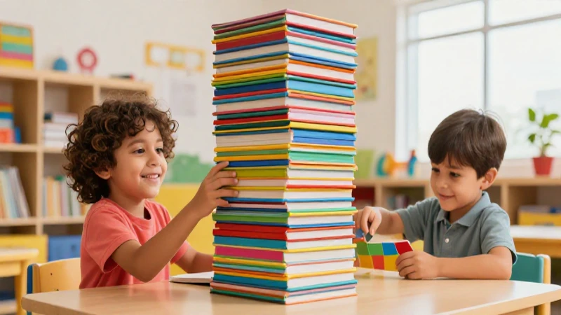 Libros coloridos y niños en clase mexicana moderna