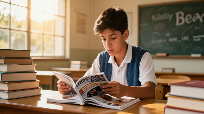Estudiante brillante bajo luz dorada mexicana