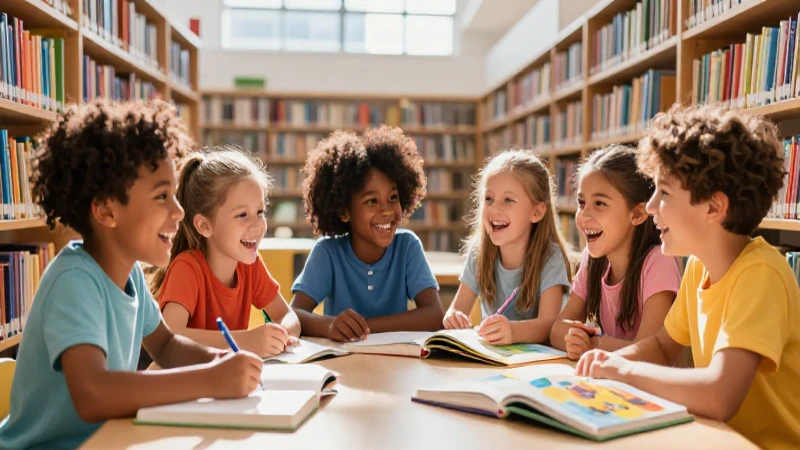 Niños aprendiendo en vibrantes bibliotecas de Madrid